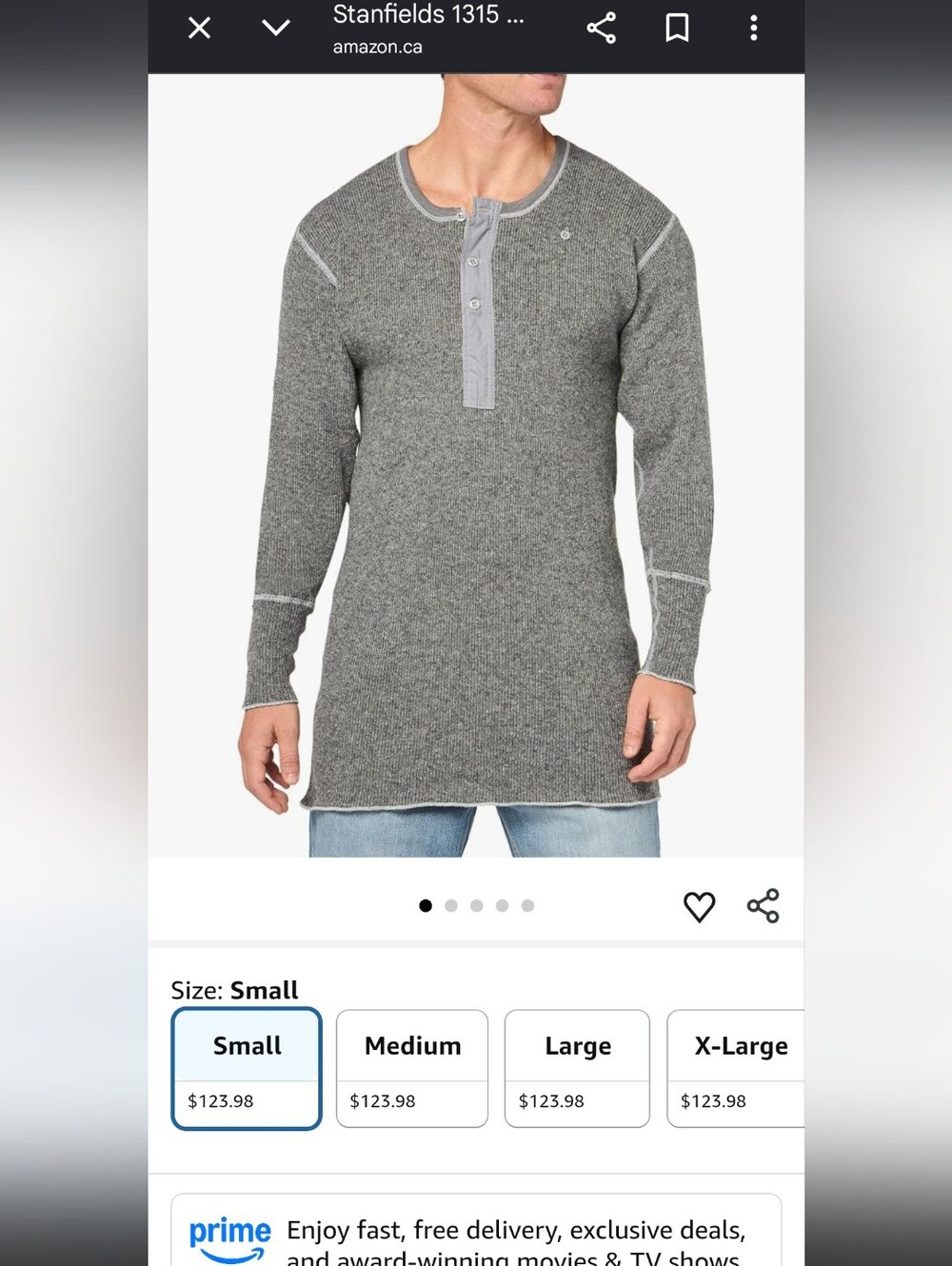 Set Of 2 Men's Grey Wool  Thermal Henley Shirt